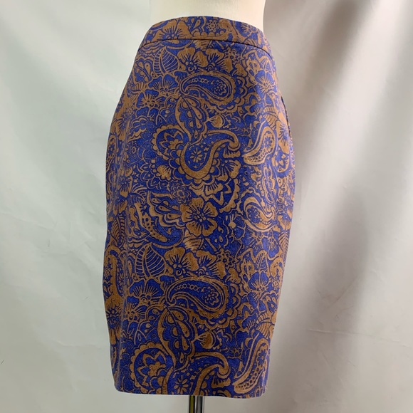 Blue and Brown Ann Taylor Loft Pencil Skirt - Picture 3 of 6